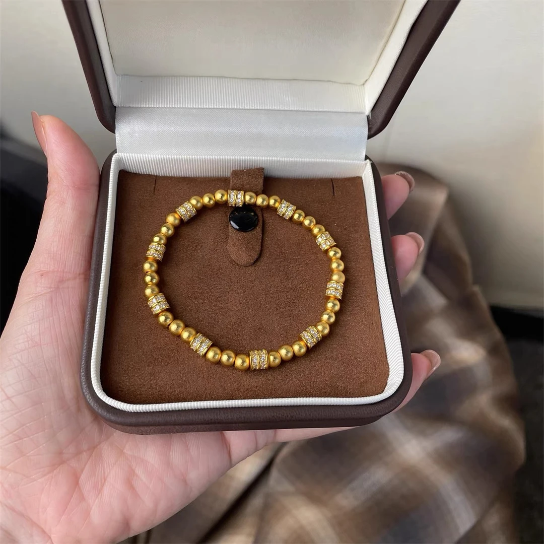 铜合金手链 铜合金古法传承点钻跑环转运珠手串时尚女款