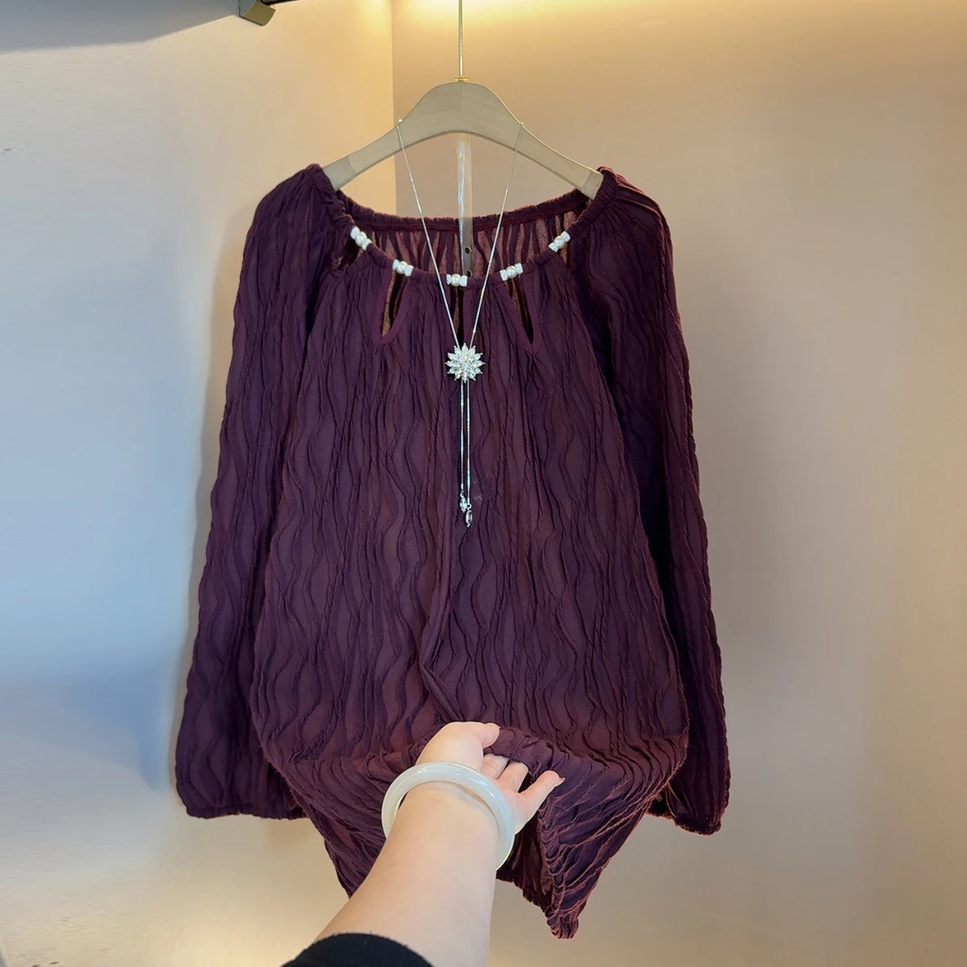 格调/宽松型衬衫女士秋冬长袖显瘦衬衣拼接小衫宽松设计师打底衫