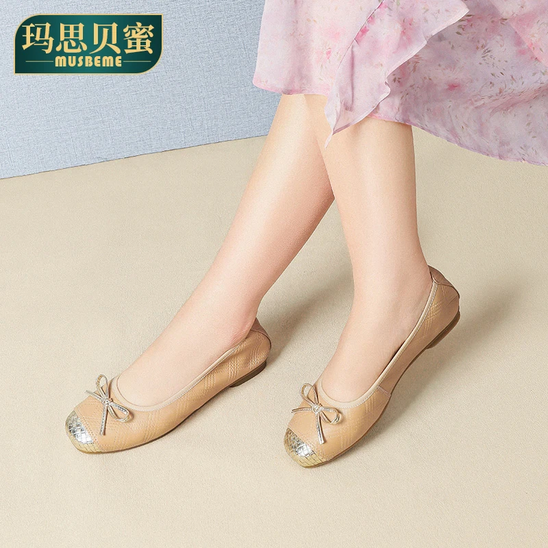 7903舒适软底单鞋女2025秋季新款浅口大码女鞋百搭平底豆豆鞋