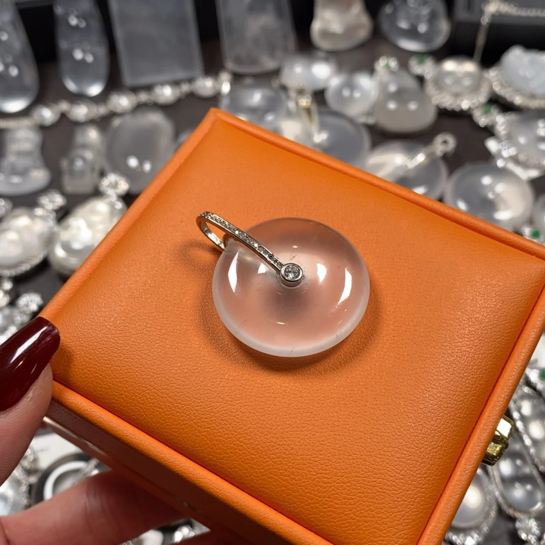 石英质玉银S925镶嵌颈饰卡29平安扣