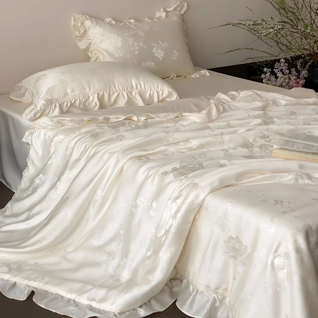 巢尔【香芸】天丝夏被四件套简约床单套件空调夏凉被