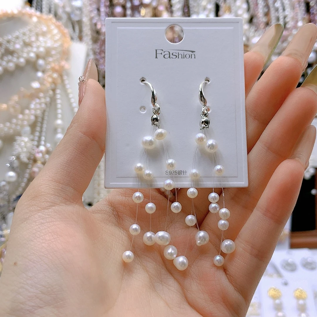 银S925镶嵌耳饰淡水珍珠