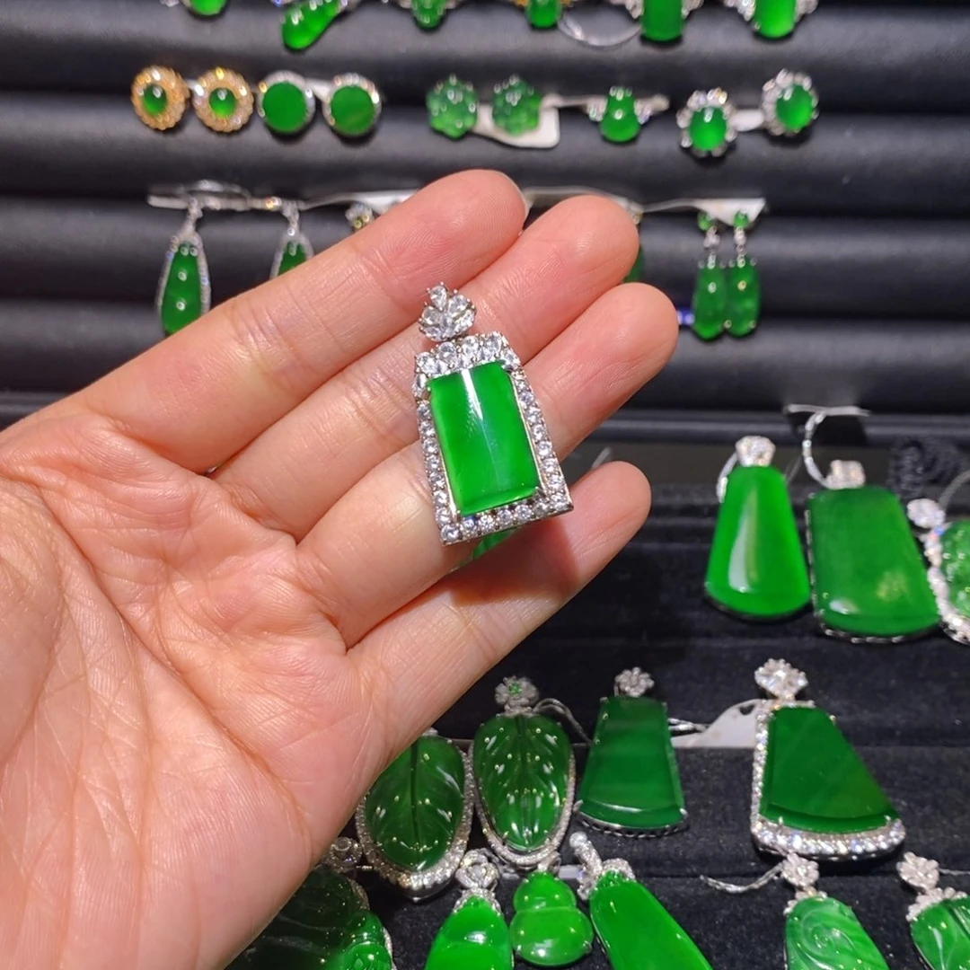 翡翠银S925镶嵌吊坠(不含链)无事牌