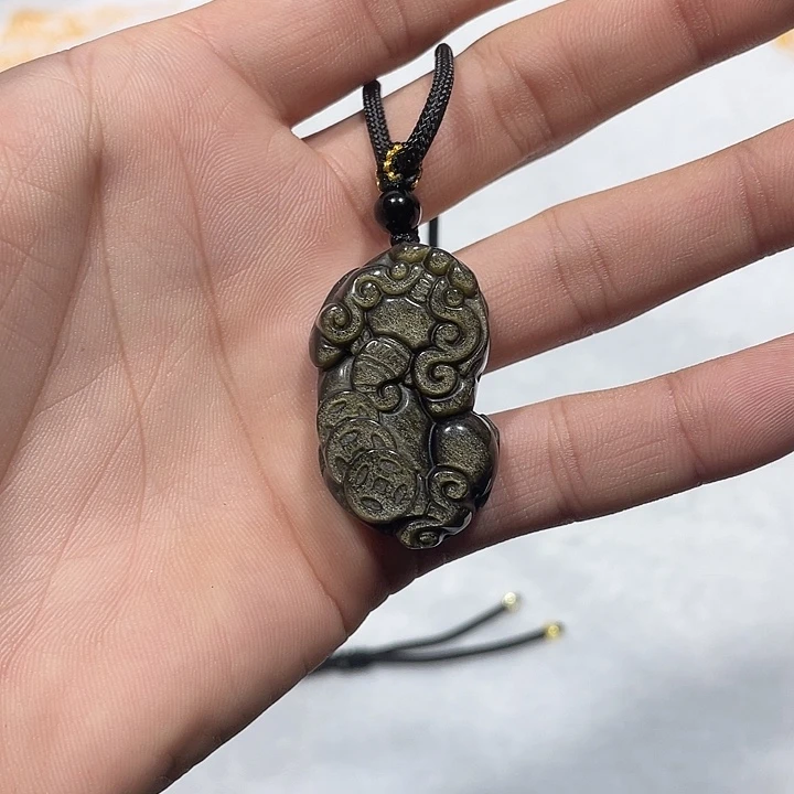 黑曜岩合金颈饰金曜石貔貅