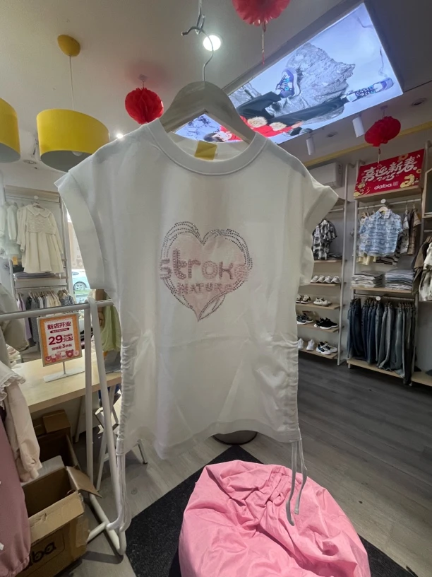 38311A达巴2025印花休闲风夏季亮片短袖B类T恤圆领