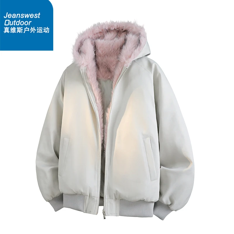 真维斯户外运动美式复古毛领连帽棉衣男女冬季潮牌座山雕外套男款