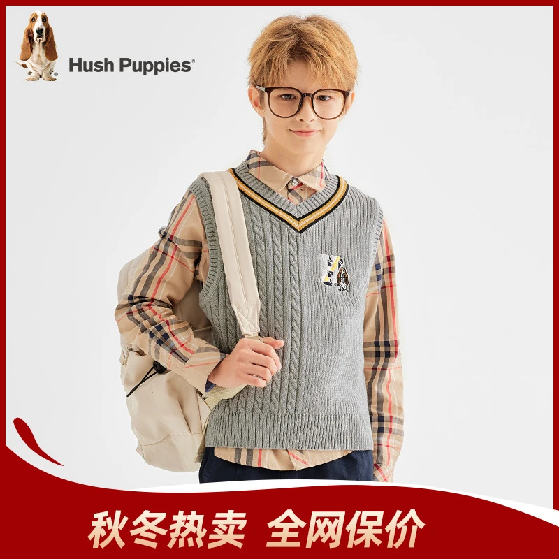 舒适全棉纱线 秋新款学院风马甲 暇步士童装