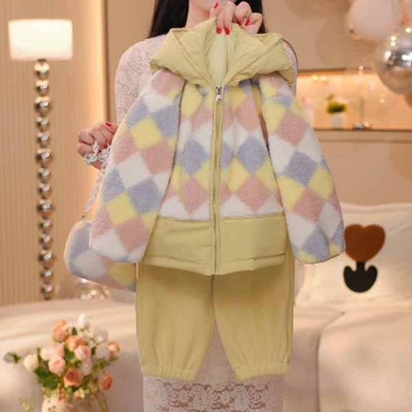 【九糖】女童粉色加厚外套2025秋冬季新款中大童洋气夹棉上衣