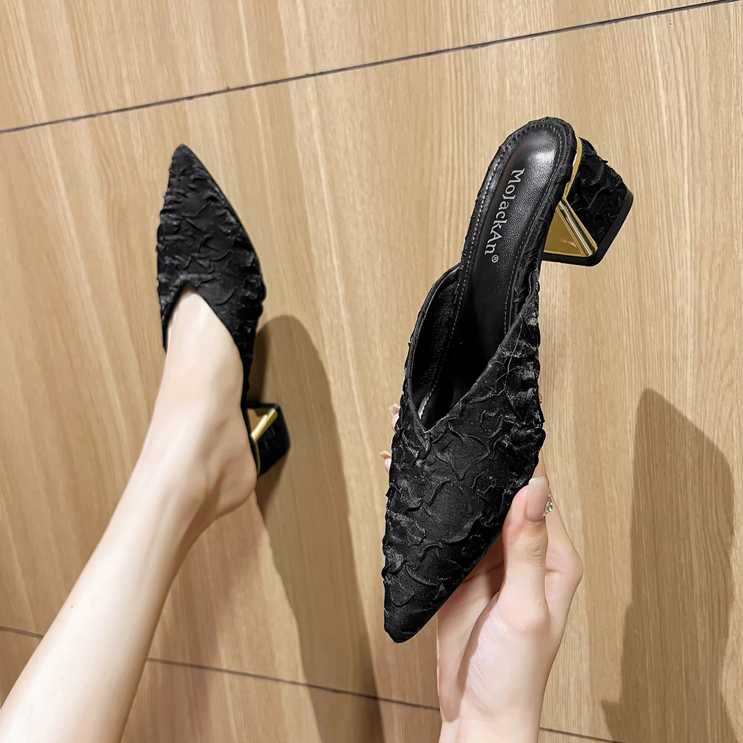 新中式国风2025新款网红半托单鞋增高爆款半拖鞋女百搭穆勒鞋凉拖