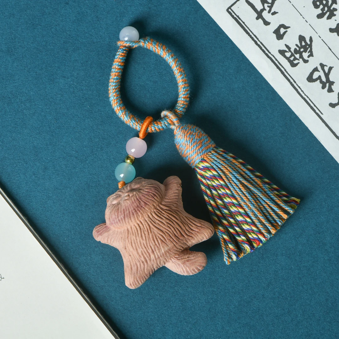 血柏精雕躺平猫挂饰挂件