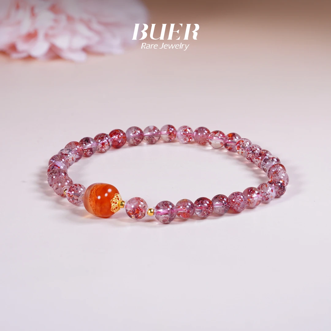 【不二】金草莓超七水晶18K金DIY手串5mm+