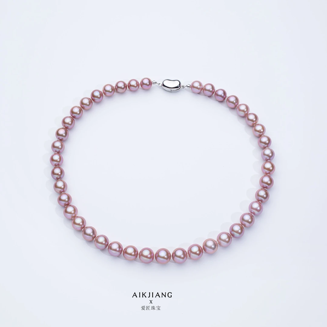 AIKJIANG/爱匠【九紫离火】淡水大点位极光紫珍珠项链8-11mmAJ0542