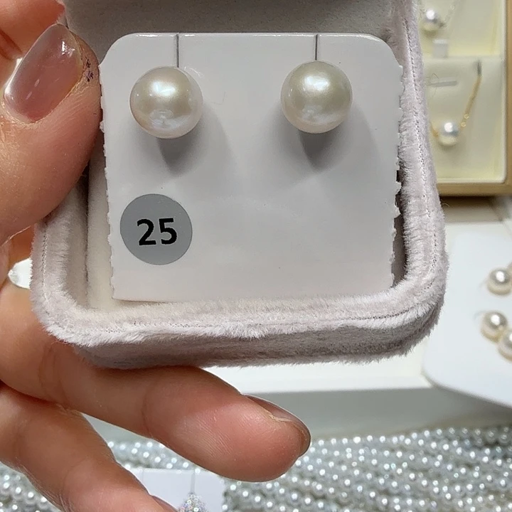 足银8.6mm正圆冷白对珠福利不退换