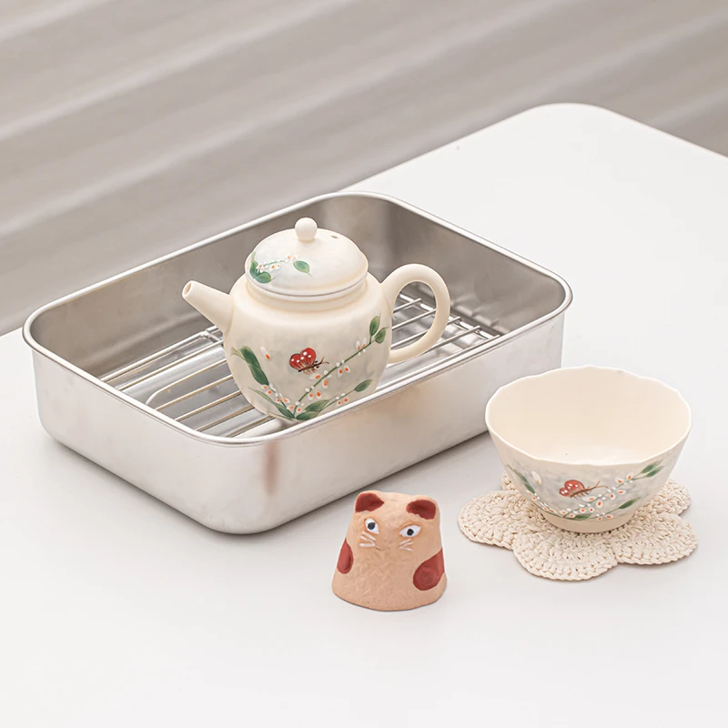 百垚纯手绘文心兰功夫茶具茶壶家用创意清新冲茶器简约陶瓷泡茶壶