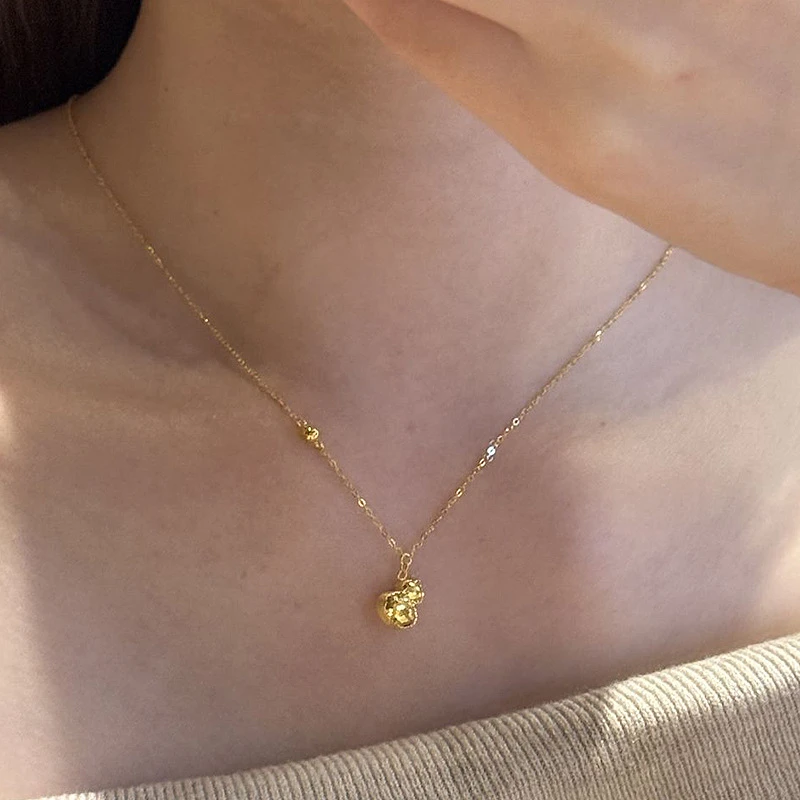 铜合金项链 最新爆款中古爆闪小葫芦项链女金色鱼鳞葫芦双面碎冰