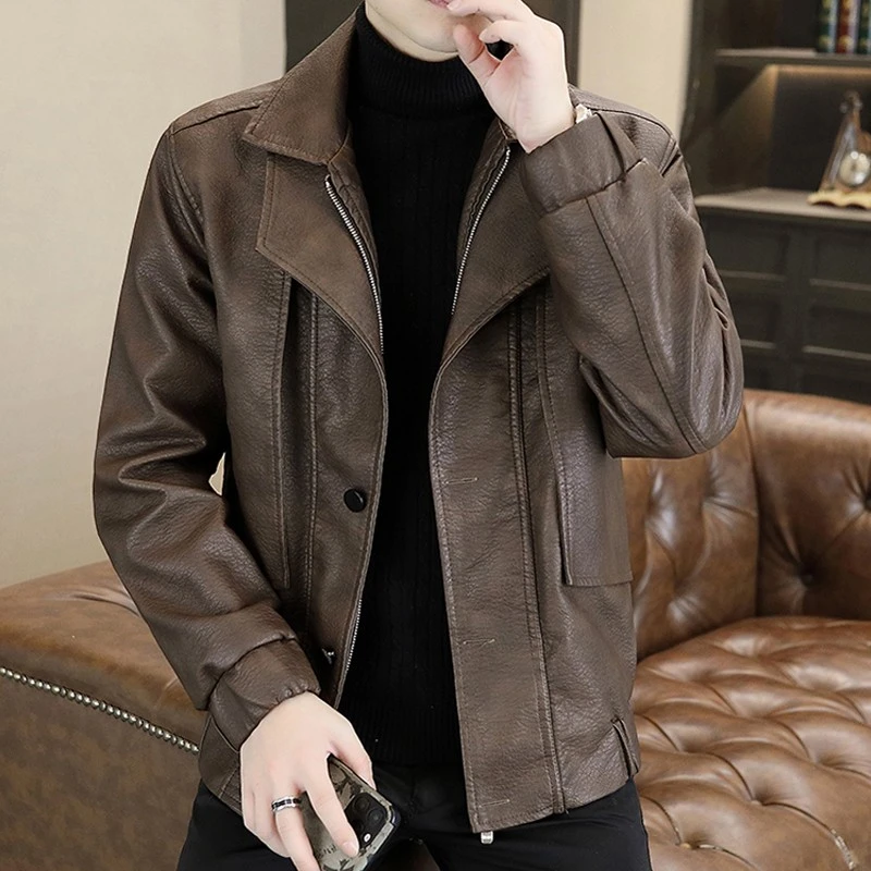 美拉德穿搭皮衣外套男士复古夹克痞帅高级感年轻短款皮褂春秋潮流