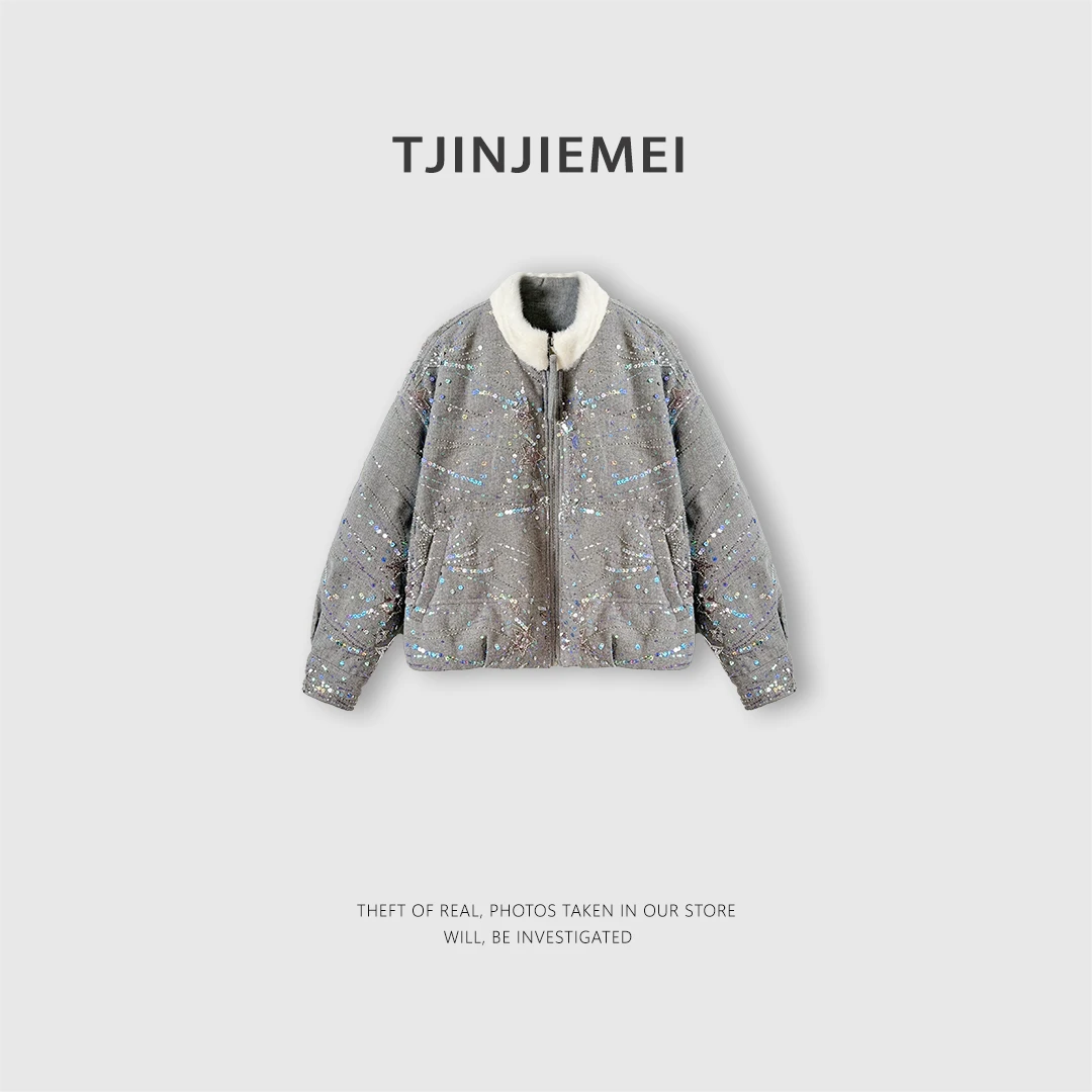 T井姐妹【璀璨人生】设计感水貂领高订精致鹅绒服ERF2512-3879