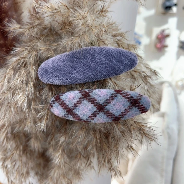 S325格纹紫色AB一对掰掰夹