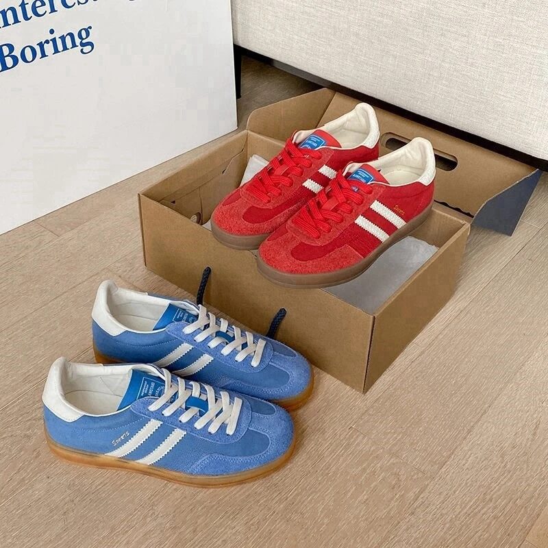 真皮厚底复古红色德训鞋女2025新款爆款内增高休闲板鞋运动阿甘鞋