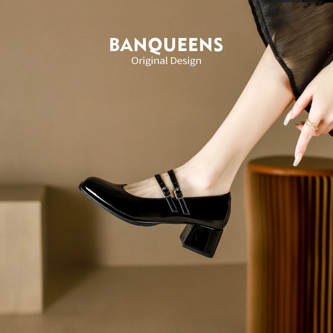 不累脚玛丽珍高跟鞋女2025春季新款气质粗跟晚晚鞋浅口高跟单鞋女