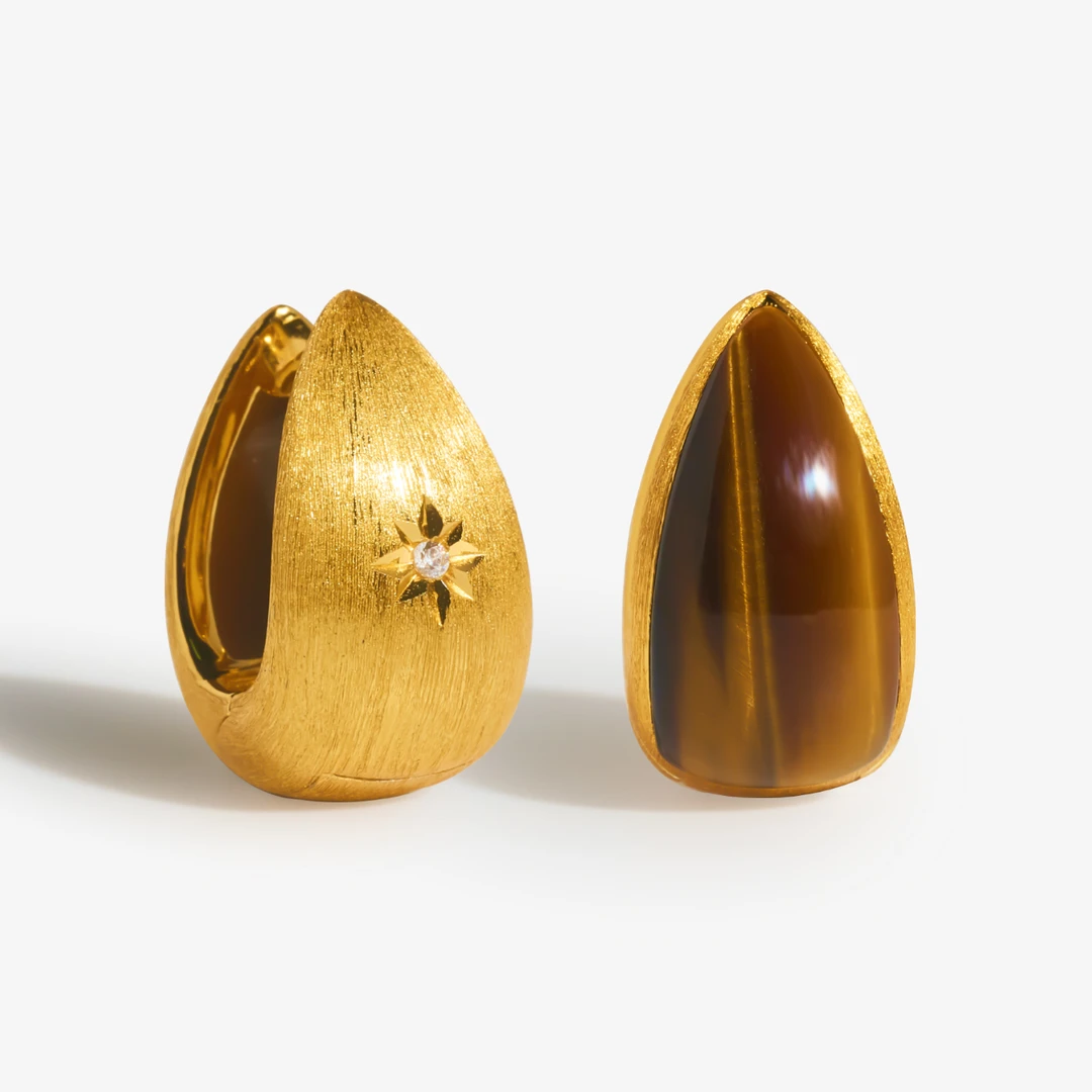 925银耳饰 【流光系列】虎眼水滴2025新款爆款原创设计秋冬银耳环