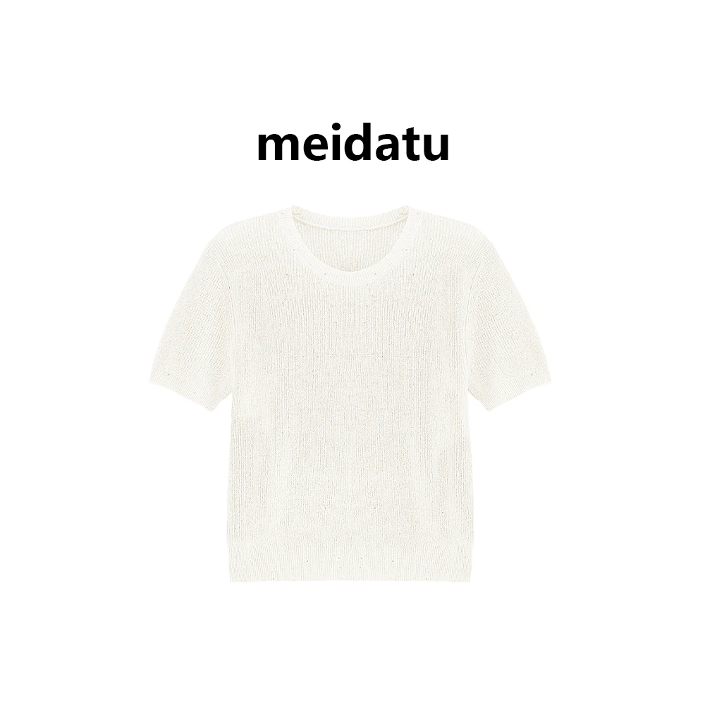 美哒兔（破价款）韩系温柔罗纹针织短袖（高个子版）CM373-9H（G）