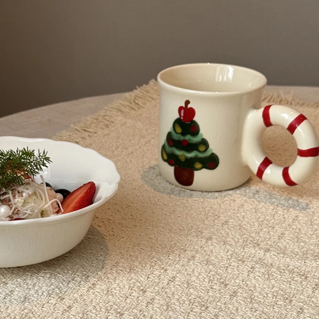 圣诞树人工手绘杯子氛围拉满300ml