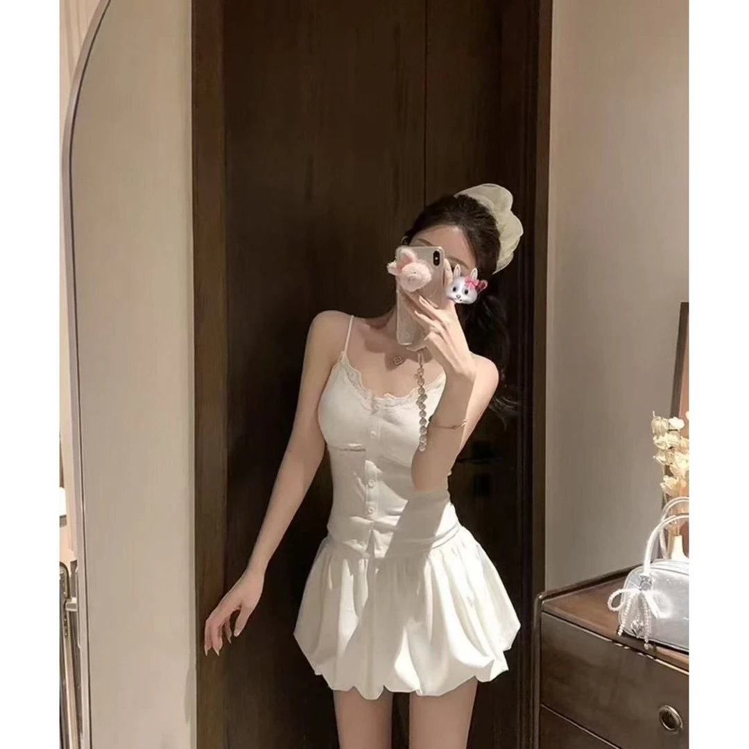 X jiu“花苞裙”纯欲吊带半身裙套装（分开拍）9950+9938+9923