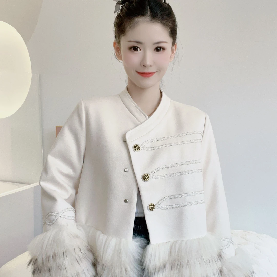 【爱路菲】90-8001 美洲貉内里填充鹅绒 2024秋冬新款女士皮草外套