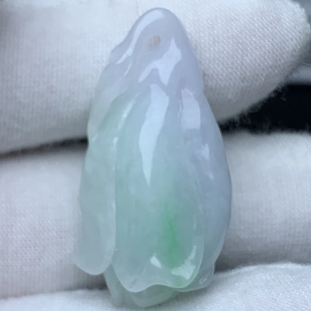 天然缅甸翡翠A货飘绿淡紫春彩玉兰花吊坠正品翡翠玉兰花挂件礼物