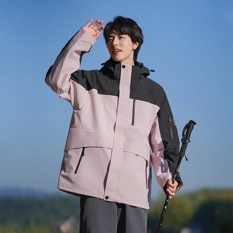 【ONEARTS】户外抗菌防水防风冲锋衣男女生机能工装拼接连帽外套