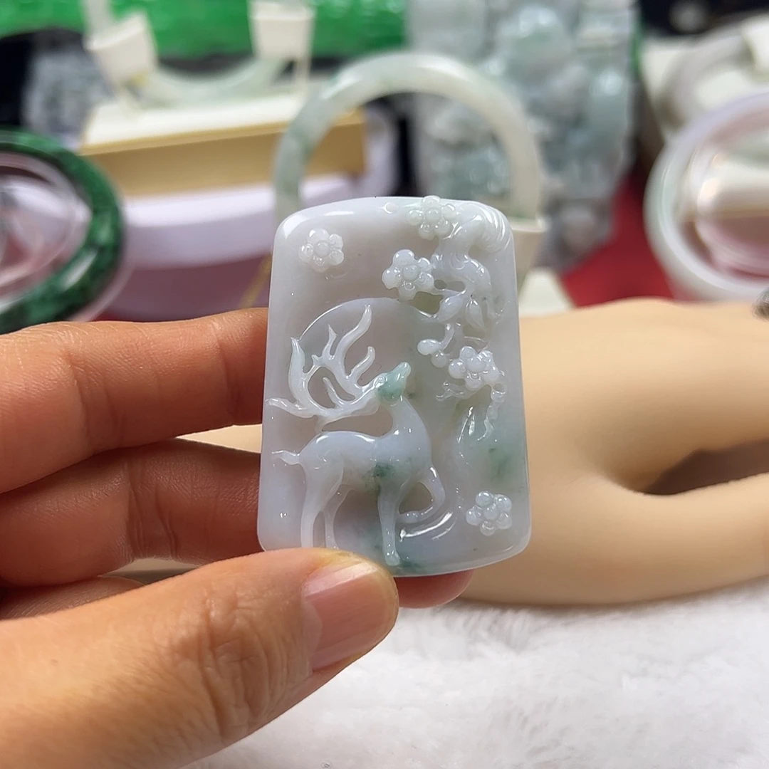 颈饰未镶嵌翡翠缅甸天然A货翡翠一路生花吊坠