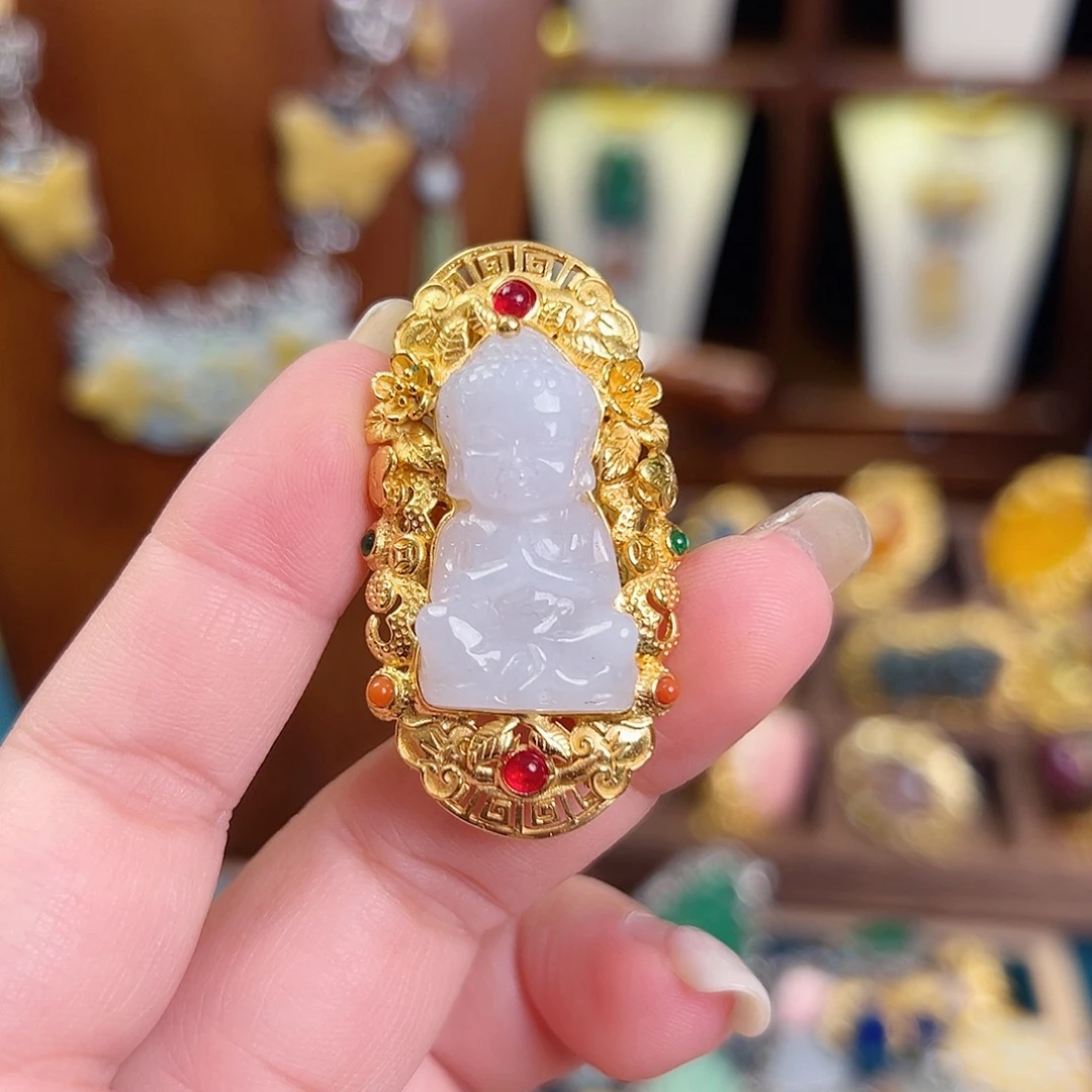 翡翠银S925镶嵌戒指/指环国风