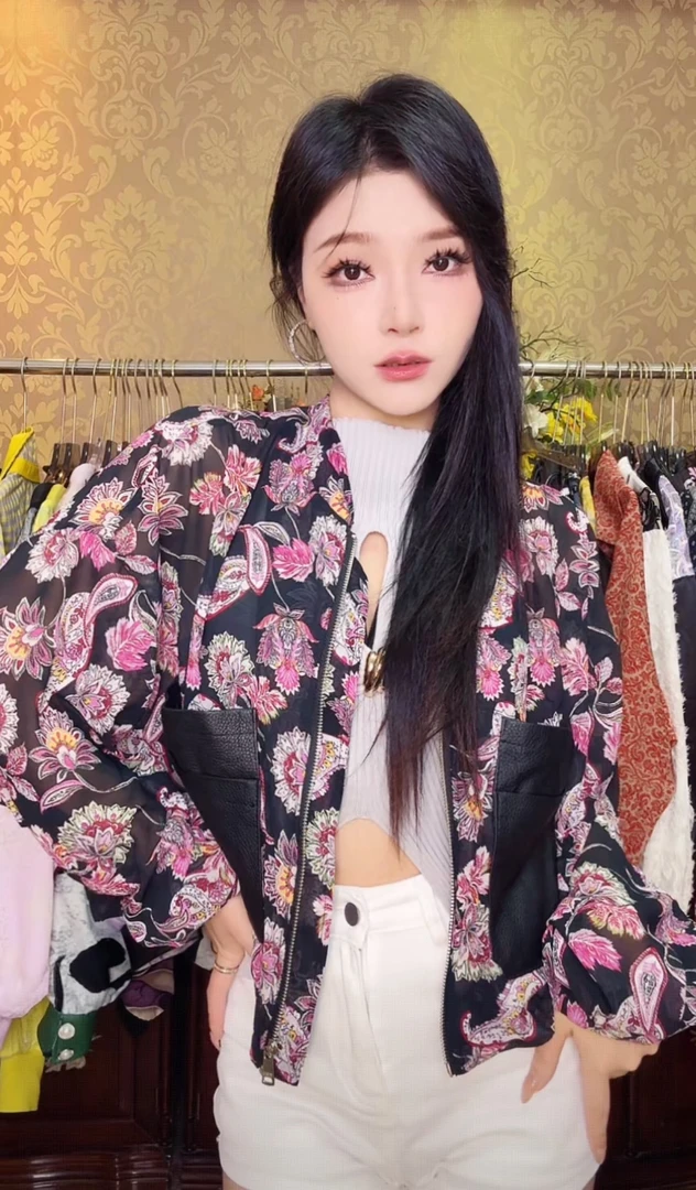 1883拉链拼接印花宽松短外套