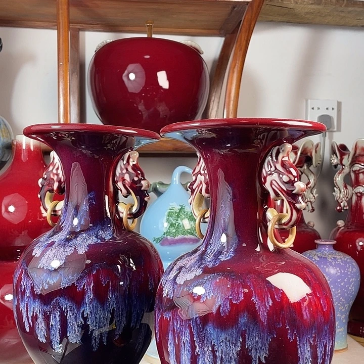 西***店陶摆件钧瓷无双窑变无对