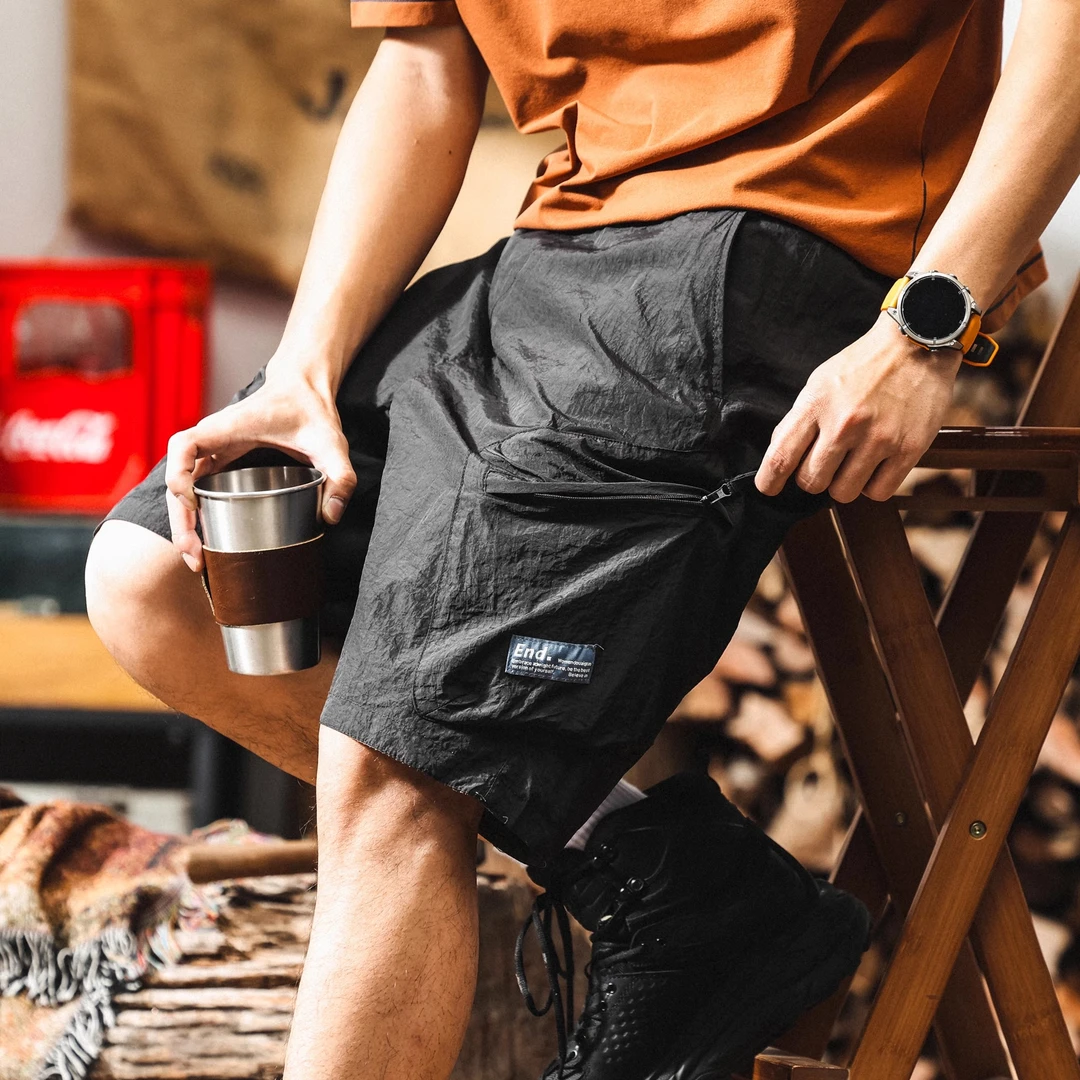 双面穿短裤男夏季冰丝凉感潮牌五分裤男士裤子宽松户外工装休闲裤