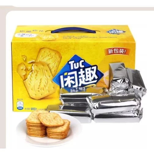 闲趣清咸薄脆饼干原味10包超值加量1000礼盒小包装整清咸