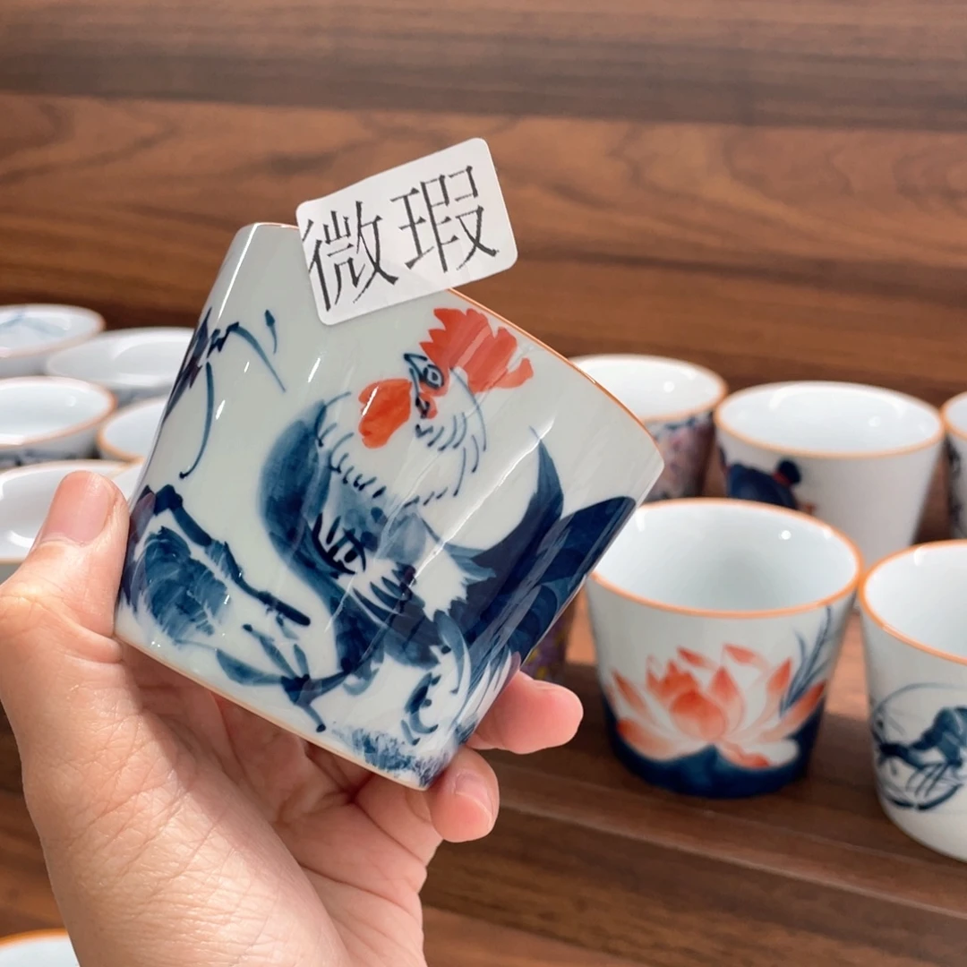 釉下手绘茶具微瑕
