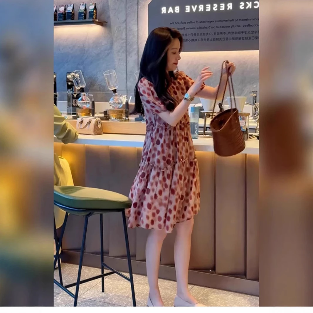 法式气质波点高级显瘦时尚连衣裙2025夏季套装女2025新款爆款洋气