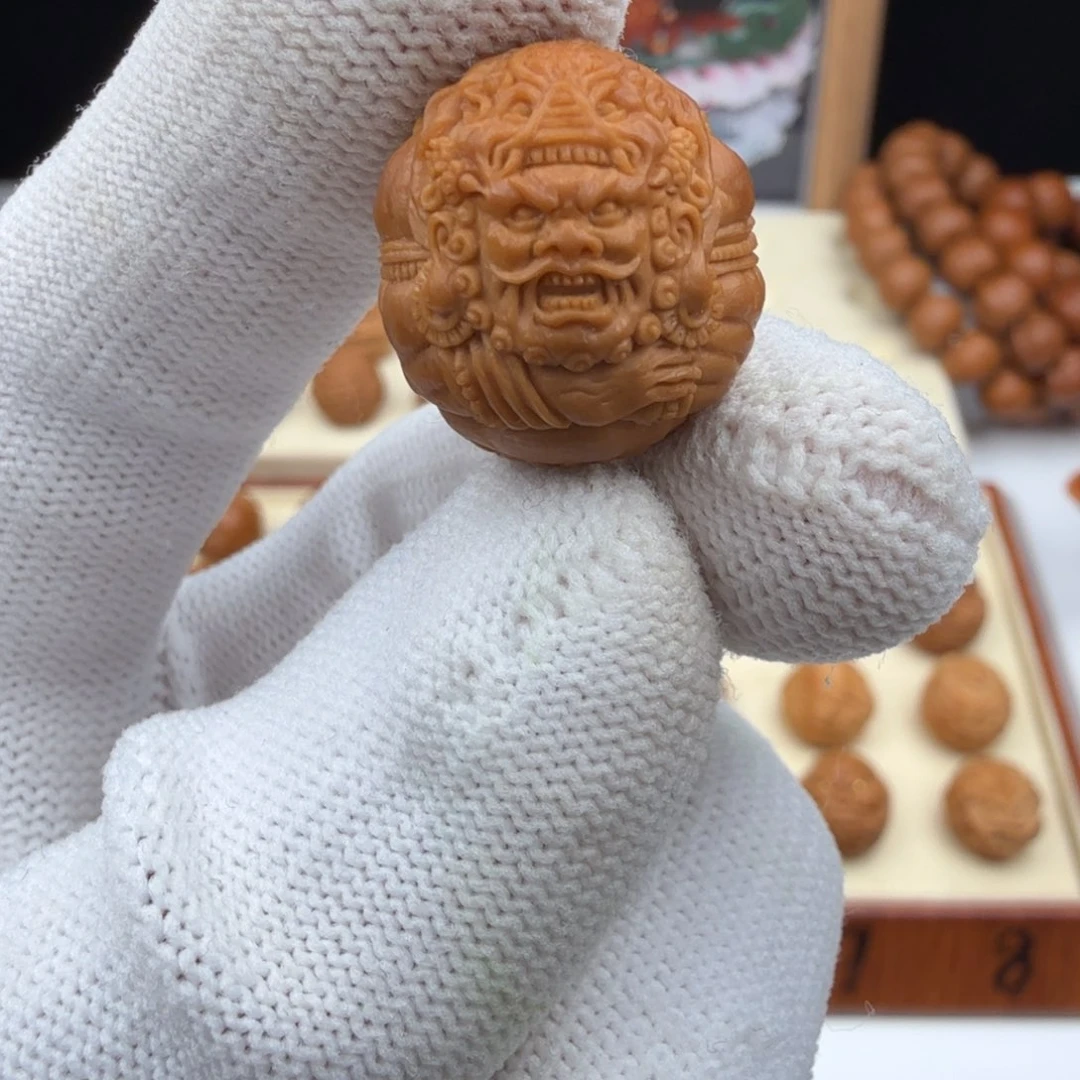 猴头核桃吊坠手工黄财神