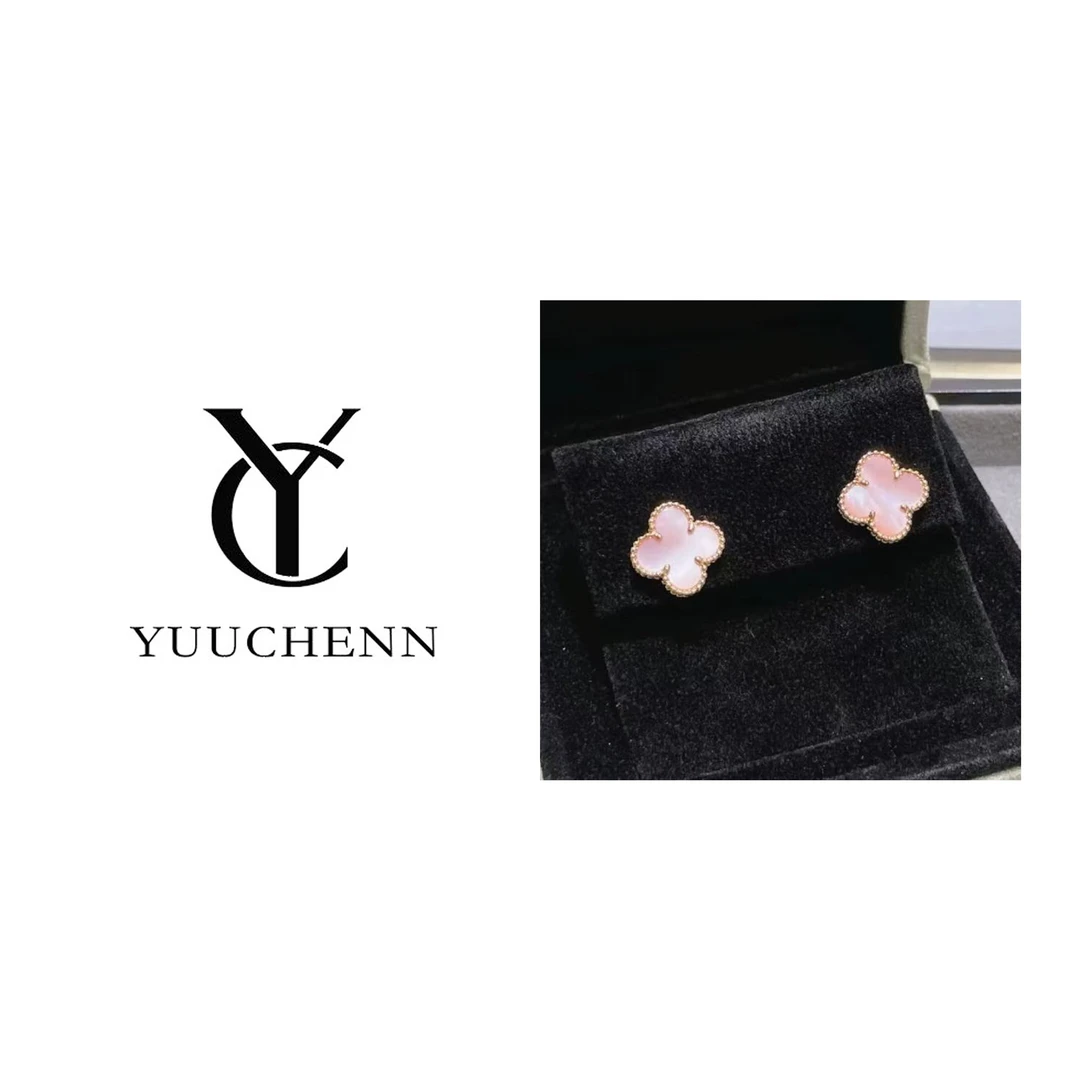 铜合金贝壳耳饰 YUUCHENN【Aihambra】 镀K金 轻奢女士耳钉