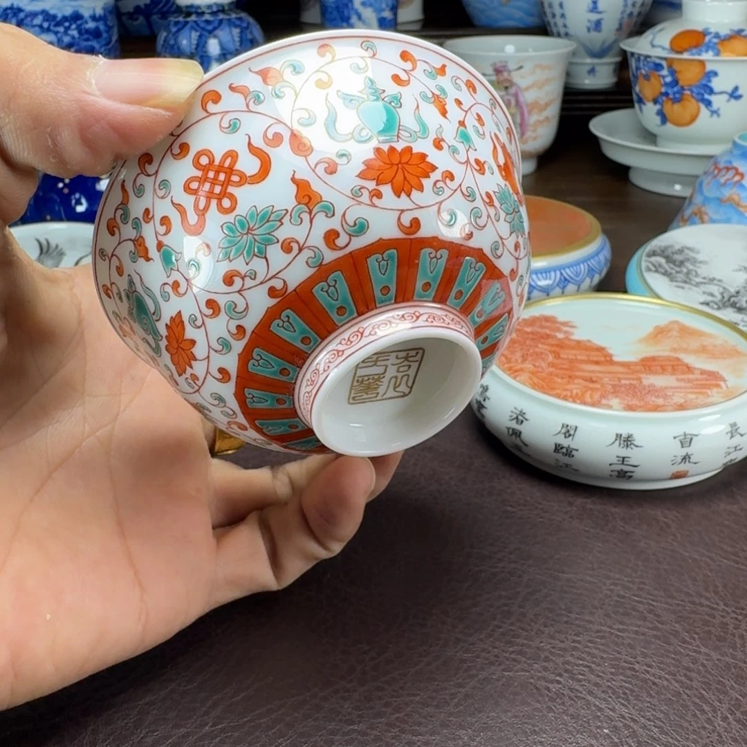 鹰***熊瓷片当代景德镇陶瓷手绘茶具