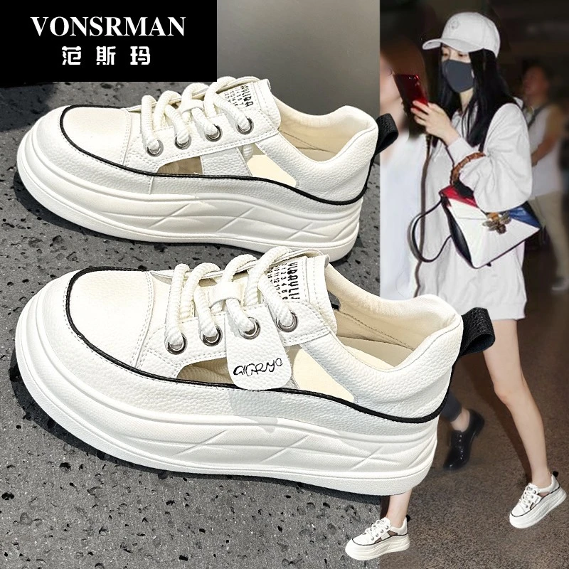 镂空小白鞋女夏季2025新款爆款百搭小众鞋子透气包头休闲运动凉鞋