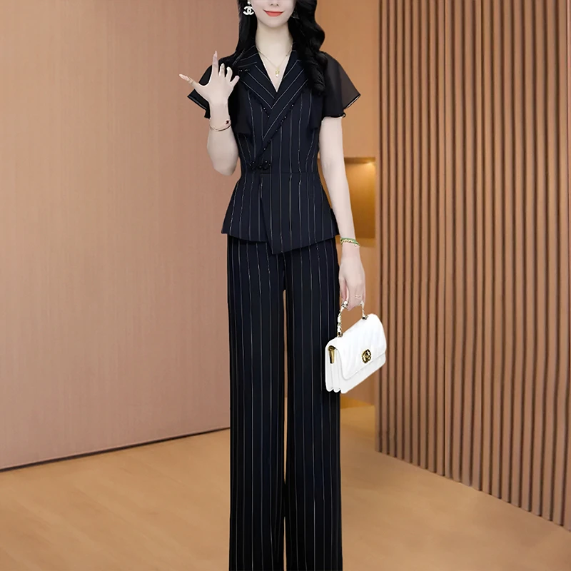 拉夏贝尔轻奢小众高级感职业套装女2025夏季贵夫人洋气穿搭一整套