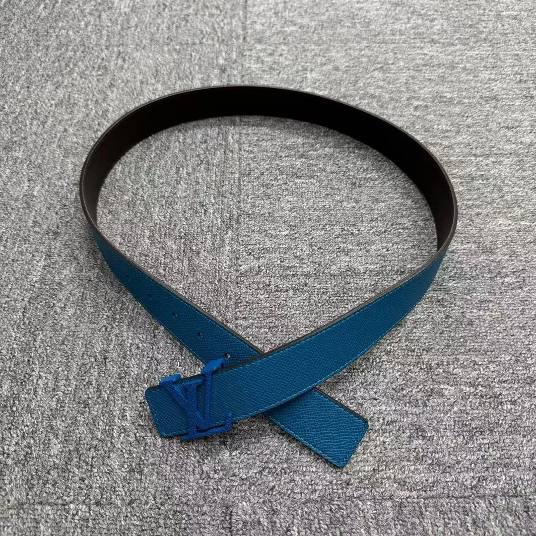 99新 LouisVuitton/路易威登 蓝色老花皮带/ 尺码：90/编码15029
