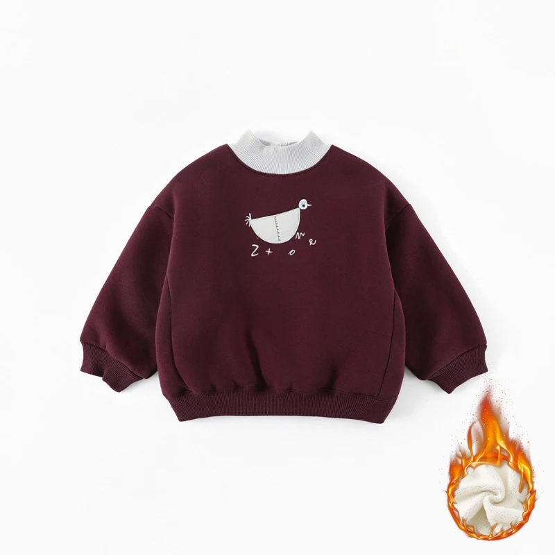 【羊驼绒】儿童加绒卫衣冬季新款男童韩版卡通拼接保暖长袖AS015