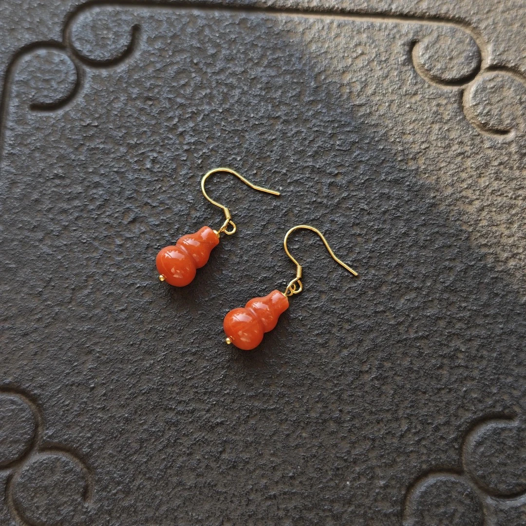 【钰玲珠宝】川料南红葫芦设计款耳环-99