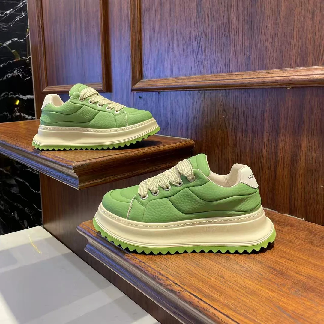 潮流男士新款秋季皮面厚底增高休闲鞋舒适软底百搭时尚休闲鞋