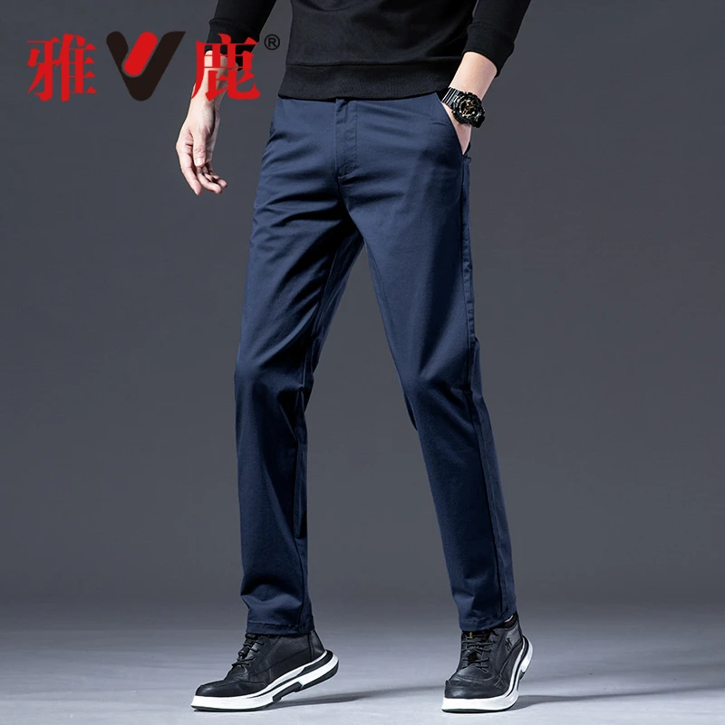 雅鹿春夏新款轻奢休闲裤男士宽松显瘦潮流百搭轻商务小直筒裤子男