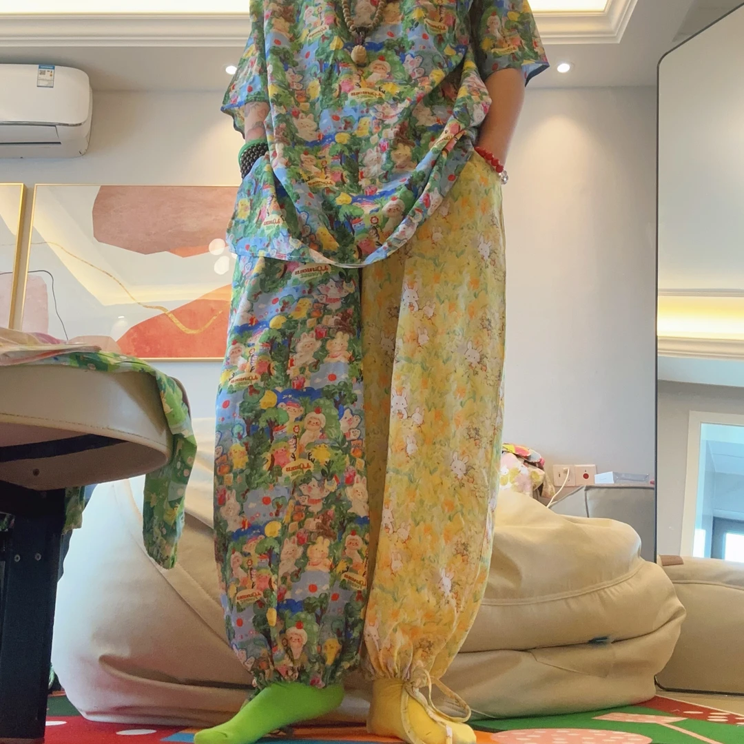 48  AB奶油小熊兔裤  安大秋国风棉绸亲子两穿裤